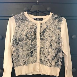 Karl Lagerfeld Paris Cardigan with 3D Appliqué